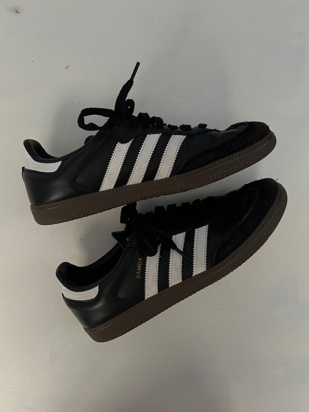 adidas Samba Black with White Stripes and Brown Gum Sole